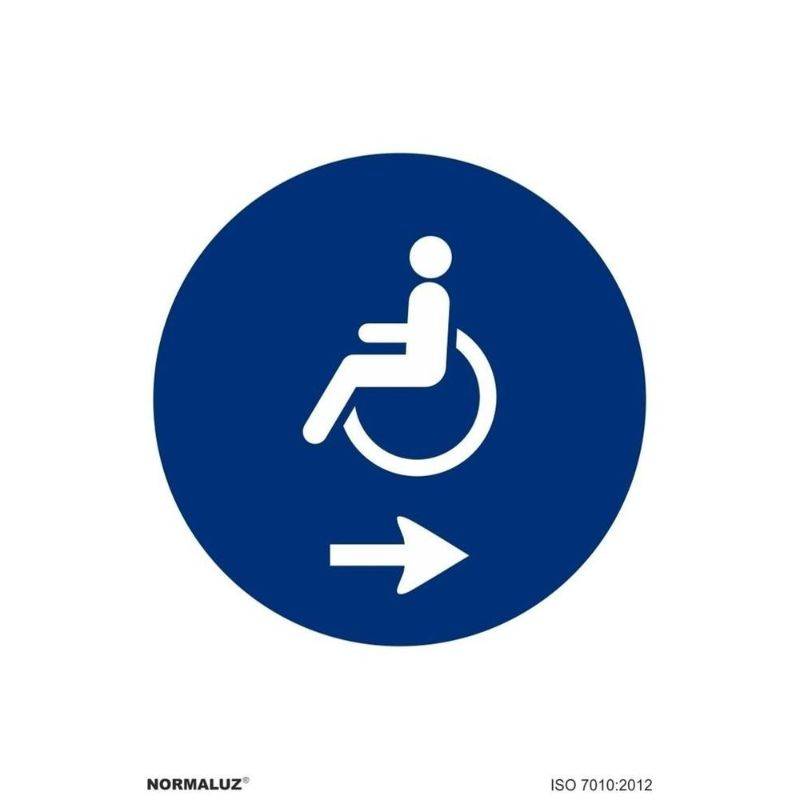 PLACA DE PVC PARA UTILIZAÇÃO DE PESSOAS COM DEFICIÊNCIA, SETA PARA A DIREITA