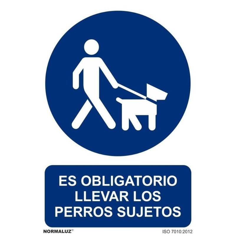 SEÑAL OBLIGATORIO PERROS SUJETOS PVC