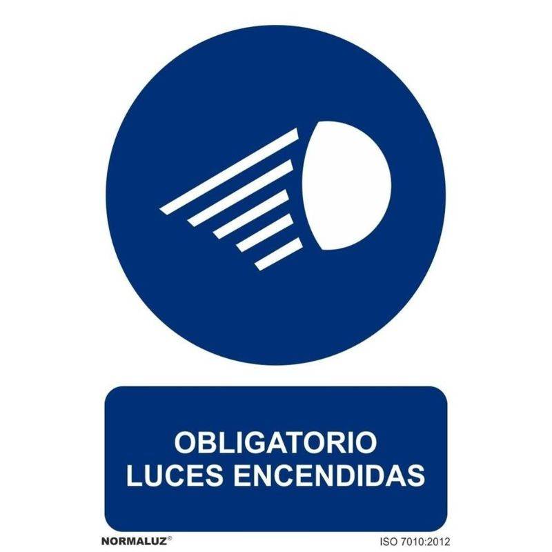 SEÑAL OBLIGACION LUCES ENCENDIDAS PVC
