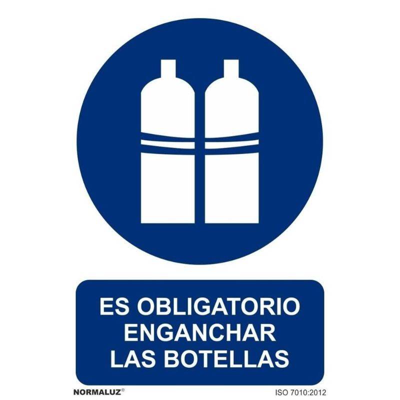 SEÑAL OBLIGATORIO ENGANCHAR LAS BOTELLAS PVC