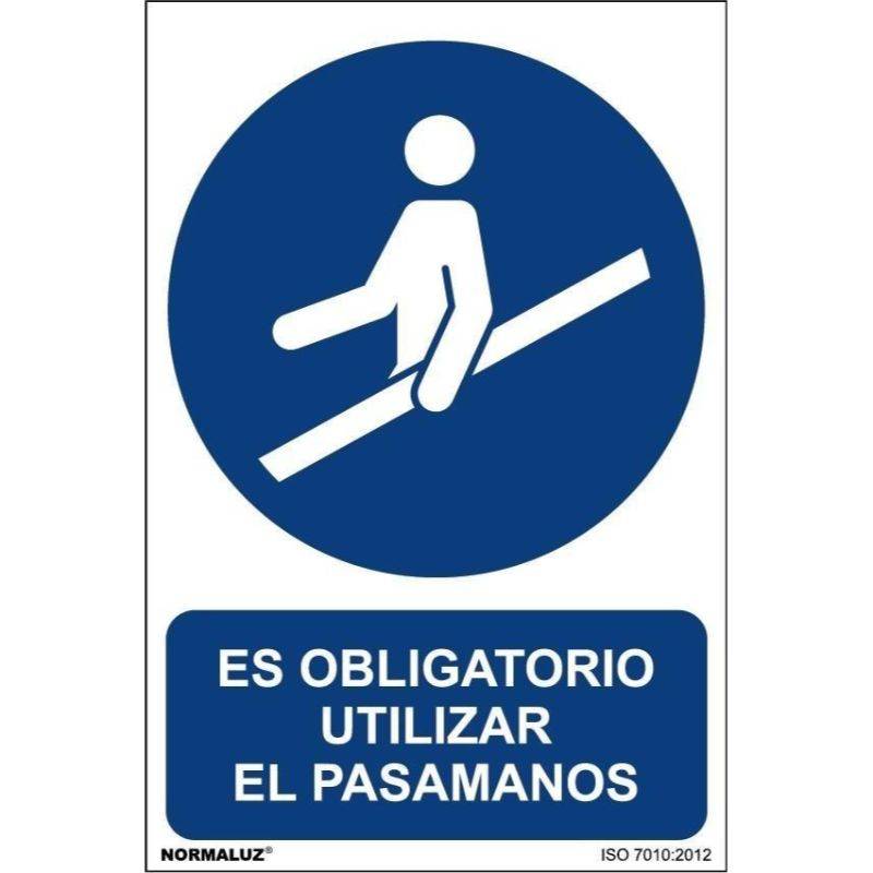 PLACA DE OBRIGAÇÃO PARA UTILIZAÇÃO DE CORRIMÃOS DE PVC