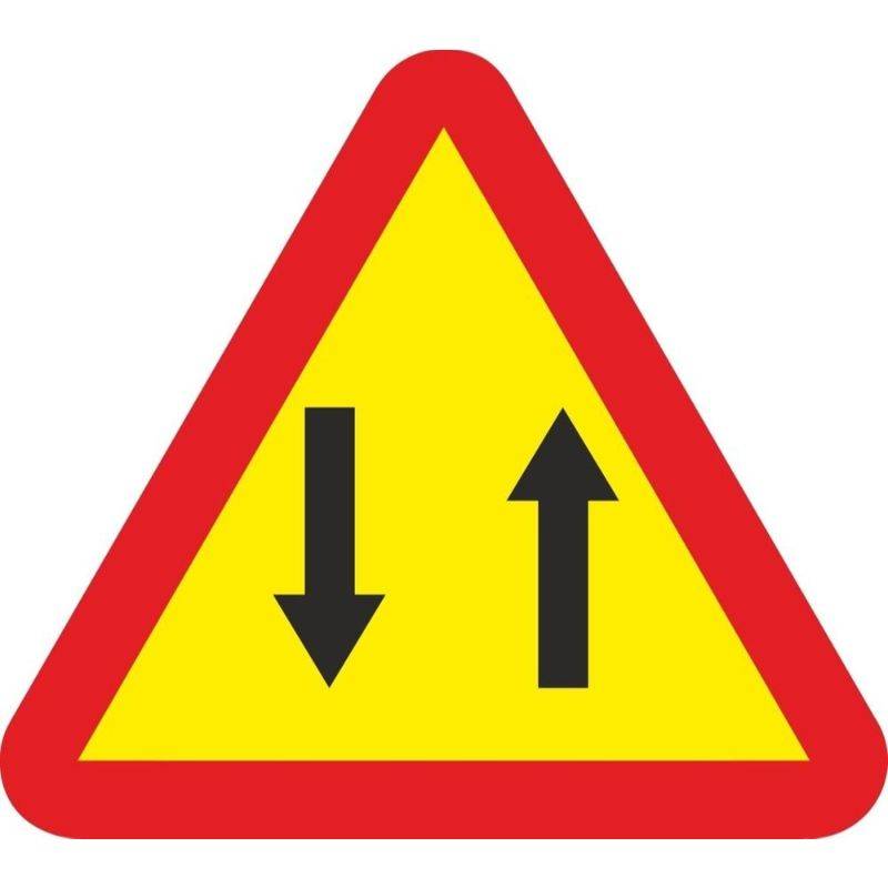 SEÑAL VIAL CIRCULACION EN DOS DIRECCIONES ACERO TERMOLACADO