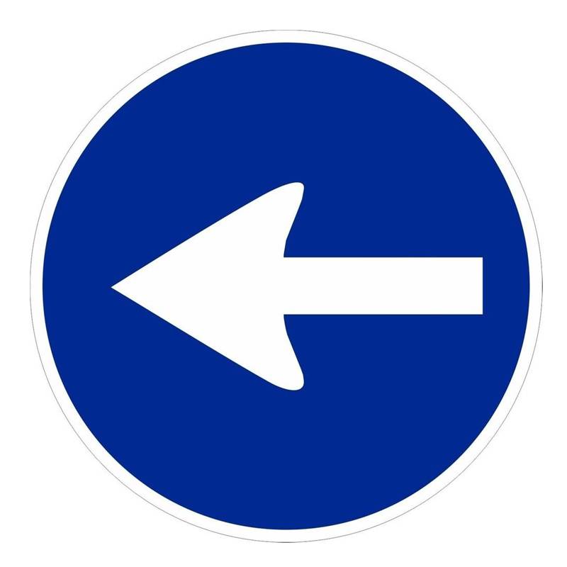 PLACA DE TRÂNSITO OBRIGATÓRIA DE VIA À ESQUERDA, AÇO TERMO-REVESTIDO