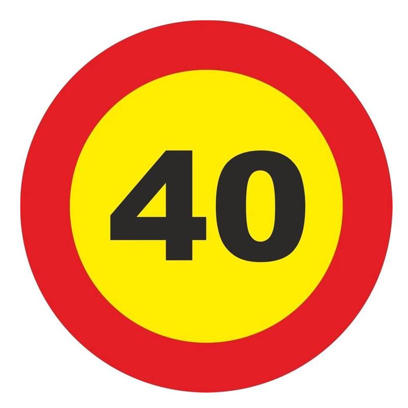 PLACA DE LIMITE DE 40 KM, AÇO TERMO-REVESTIDO