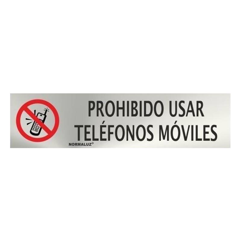 PLACA DE AÇO INOXIDÁVEL PROIBIDA A ENTRADA DE TELEMOVEIS