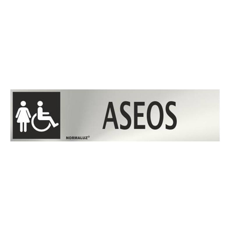 PLACA EM AÇO INOXIDÁVEL PARA CASAS DE BANHO FEMININAS/PARA DEFICIENTES