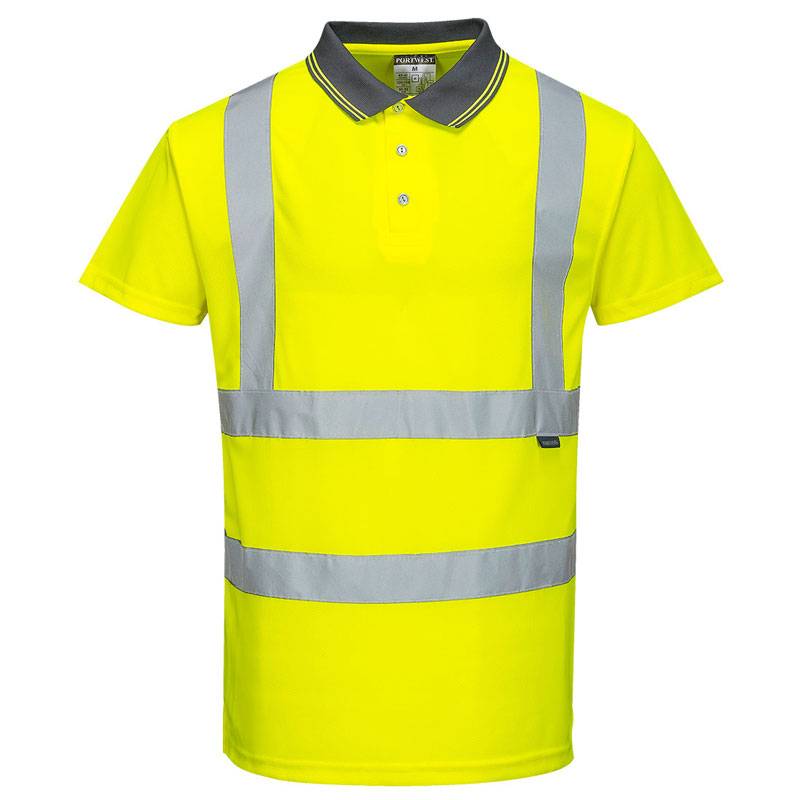 Polo de manga curta de alta visibilidade com tecido absorvente