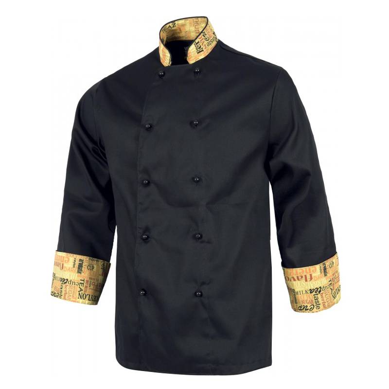 Casaca cocinero con cuello y puños combinados