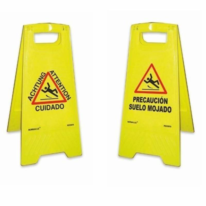 Panel plegable amarillo precaución suelo mojado