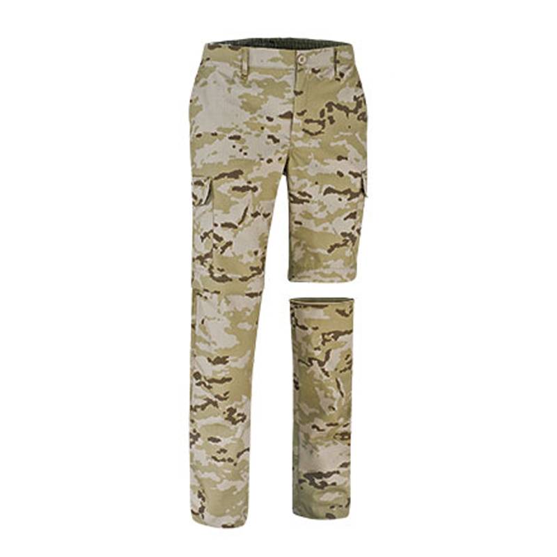 Calça camuflada com vários bolsos amovíveis