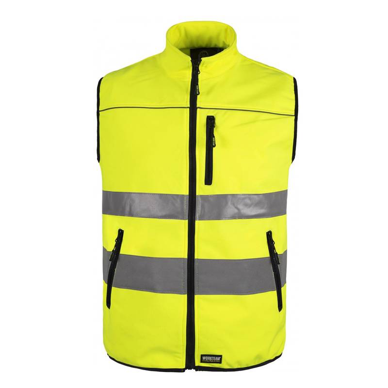 Colete softshell em tecido ripstop com fitas refletoras