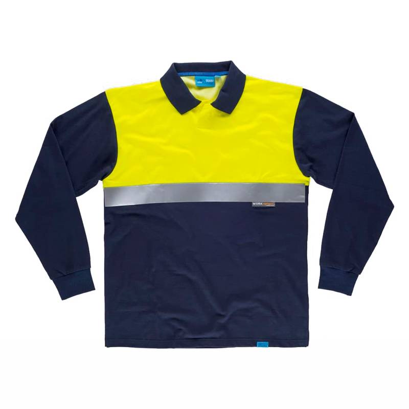 Polo combinado tejido antibacteriano con reflectante C3441