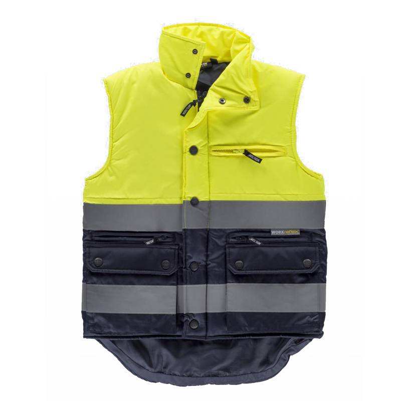 Chaleco acolchado bicolor alta visibilidad con reflectante