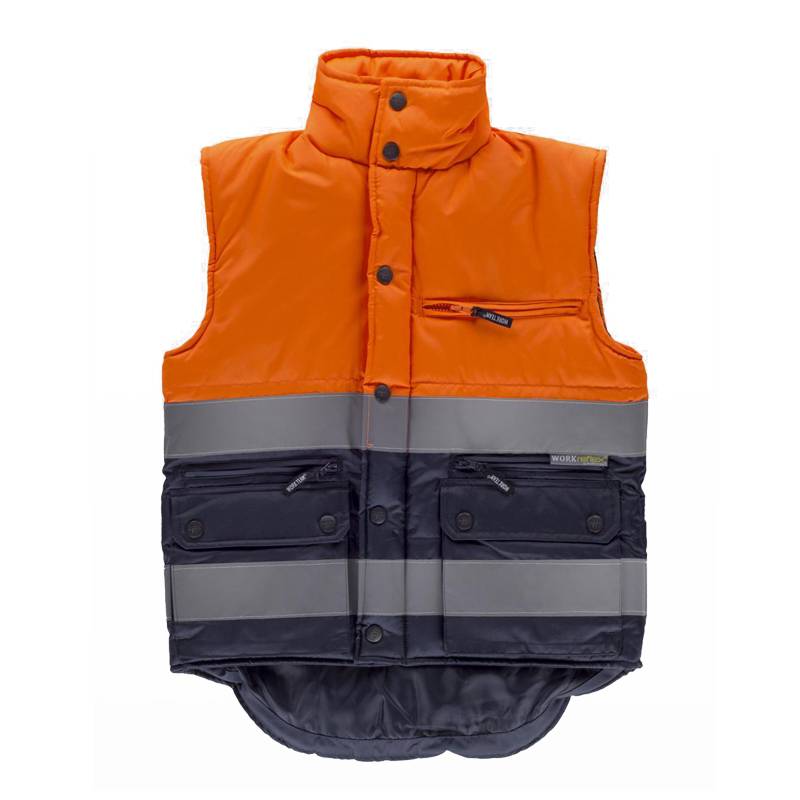 Chaleco acolchado bicolor alta visibilidad con reflectante