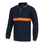Polo manga larga combinado con franja flúor