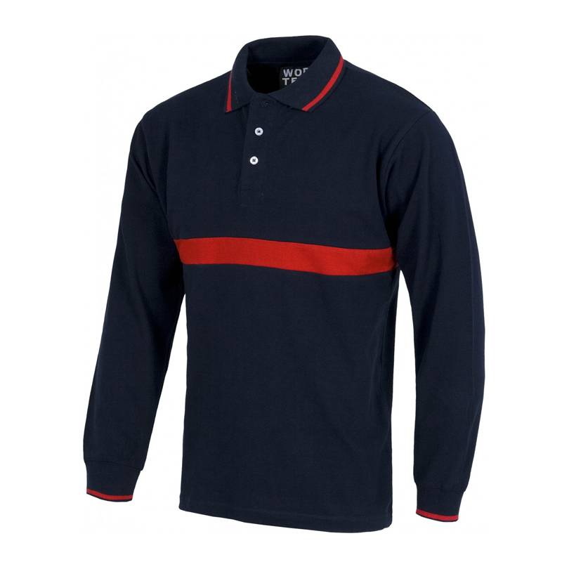 Polo manga larga combinado con franja flúor