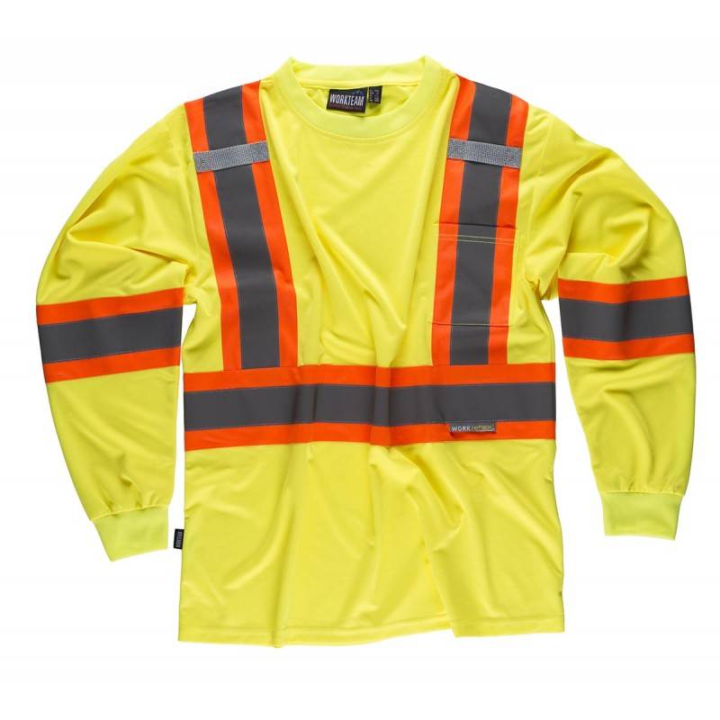 T-shirt de manga comprida refletora e fluorescente C3633
