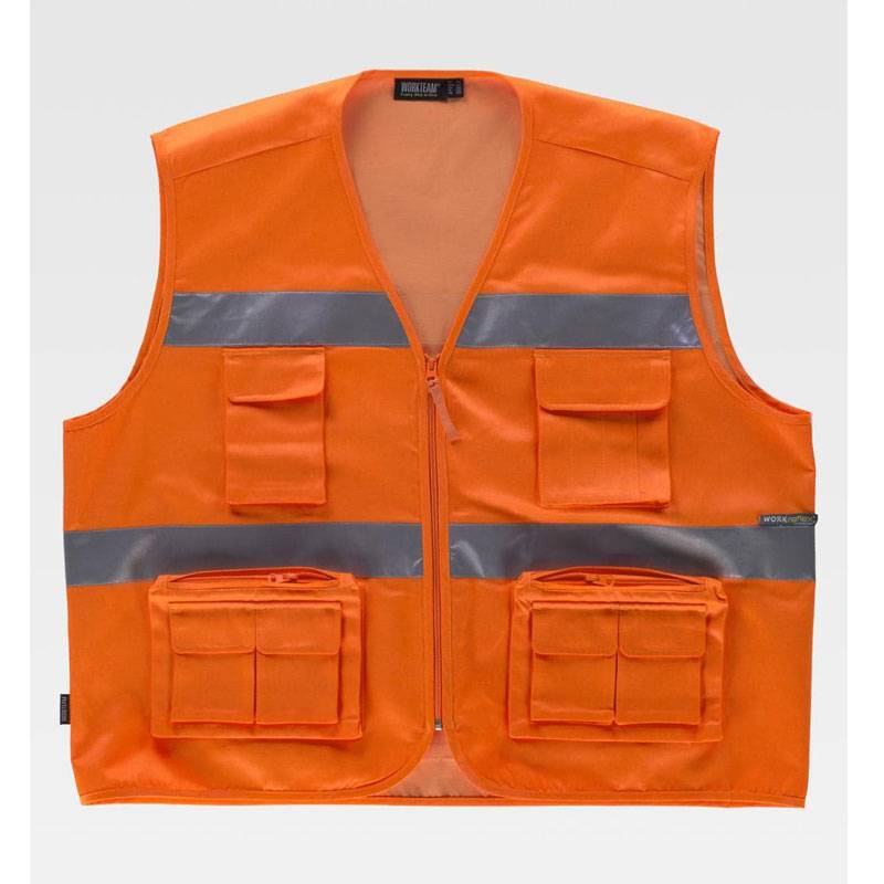 Chaleco tipo safari alta visibilidad con reflectante
