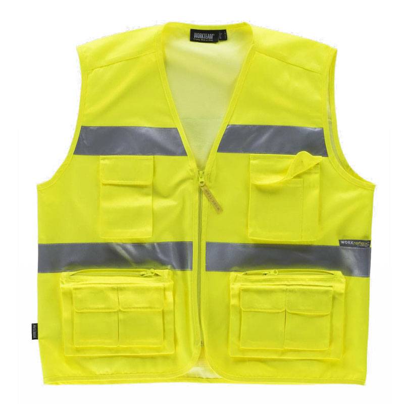 Chaleco tipo safari alta visibilidad con reflectante