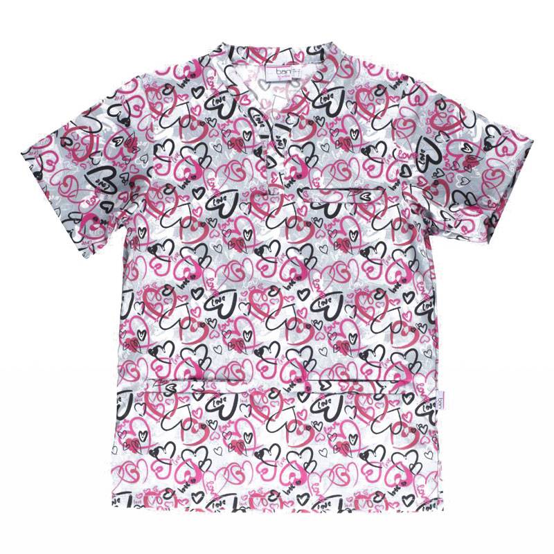 Casaca tejido antimanchas estampado corazones