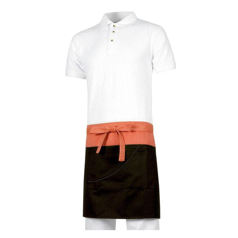 Delantal corto bicolor con vivo a contraste