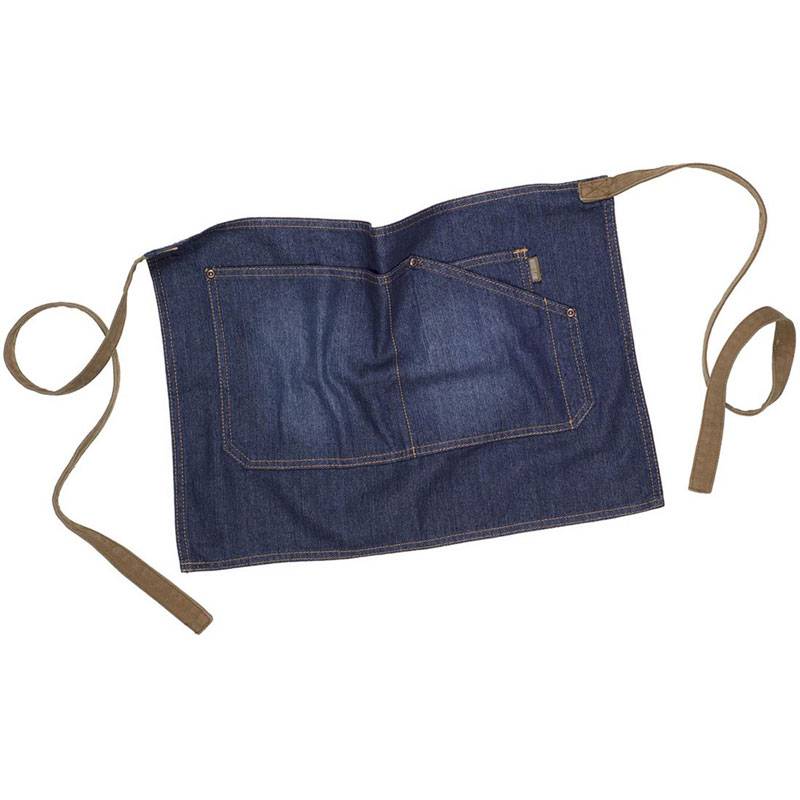 Avental curto em ganga com bolso