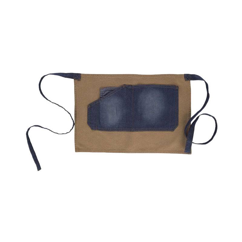 Delantal corto vaquero combinado con tejido canvas