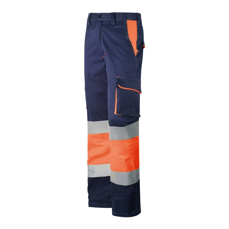 Calças elásticas com vários bolsos combinadas com alta visibilidade