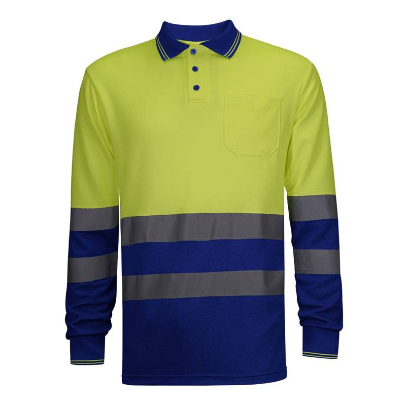 Polo manga larga combinado de alta visibilidad