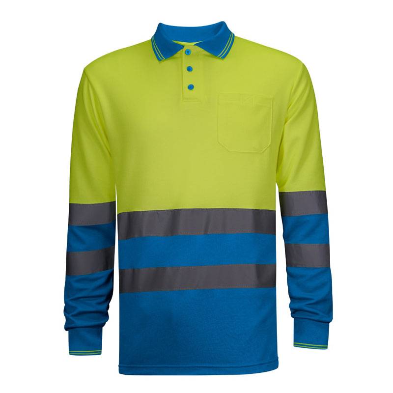 Polo manga larga combinado de alta visibilidad
