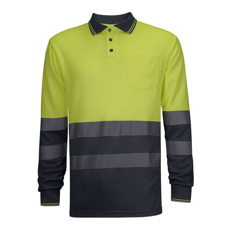 Polo manga larga combinado de alta visibilidad