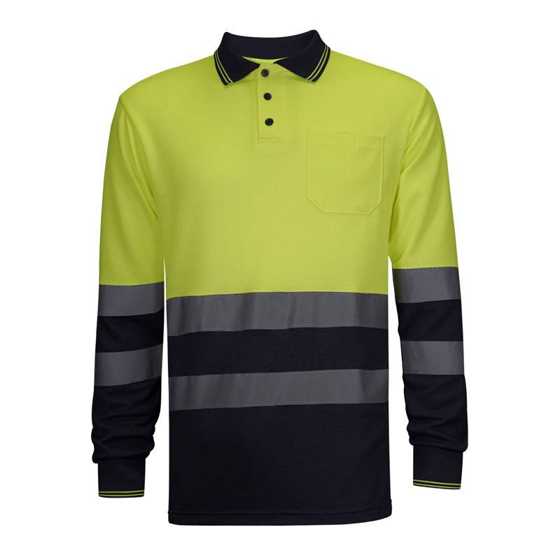 Polo manga larga combinado de alta visibilidad