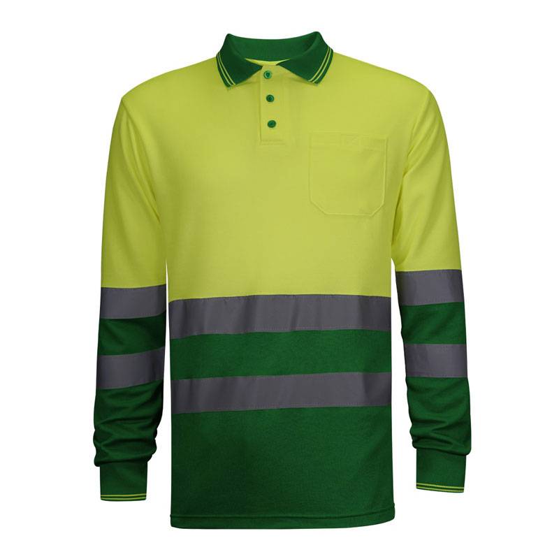 Polo manga larga combinado de alta visibilidad