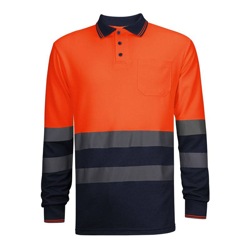 Polo manga larga combinado de alta visibilidad