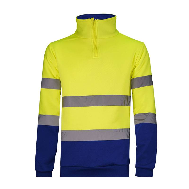 Sudadera media cremallera combinada en alta visibilidad