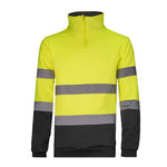 Sudadera media cremallera combinada en alta visibilidad