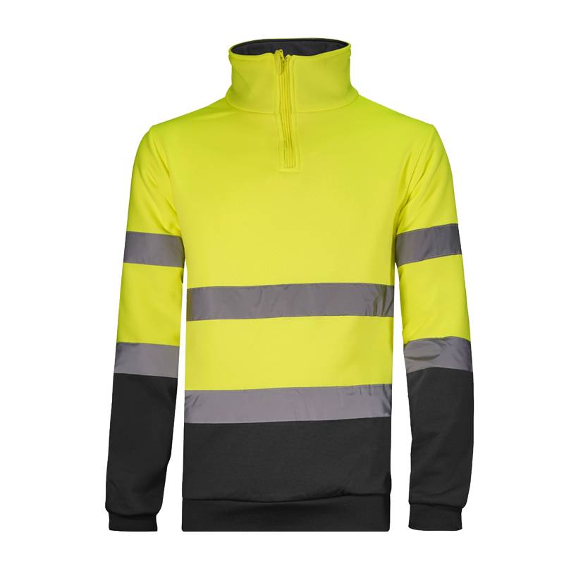 Sudadera media cremallera combinada en alta visibilidad