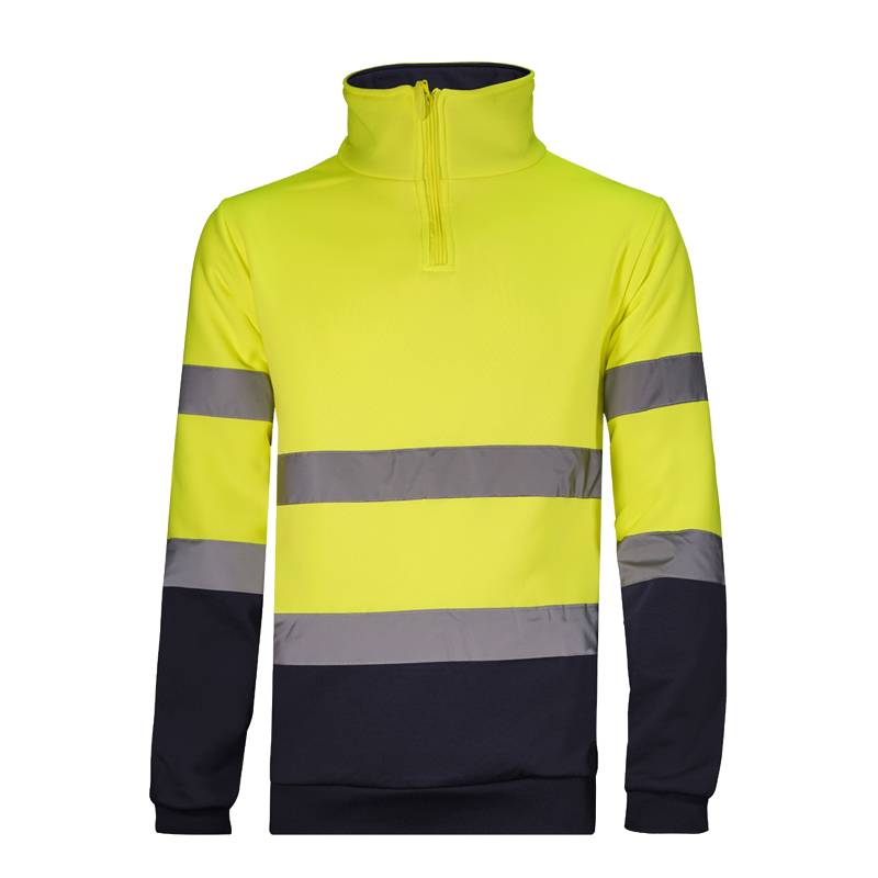 Sudadera media cremallera combinada en alta visibilidad