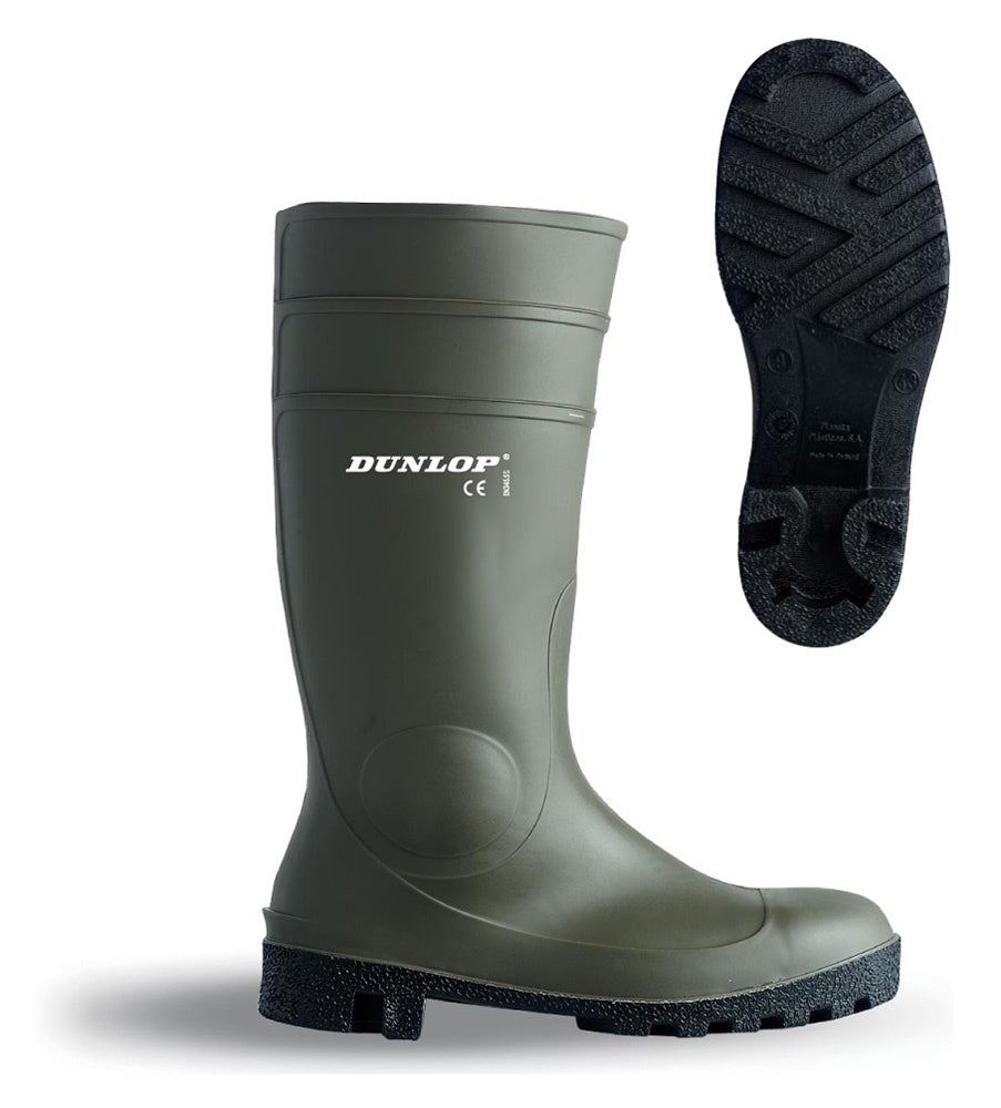 Bota de agua de seguridad PVC/Nitrilo verde caña alta