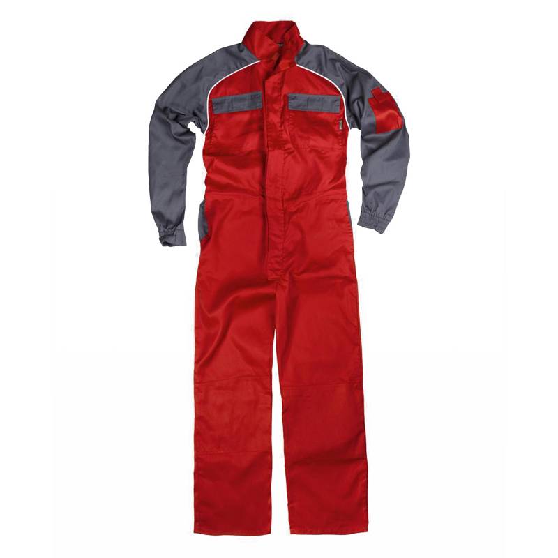 Buzo recto con cuello de tira, mangas y detalles bicolores.