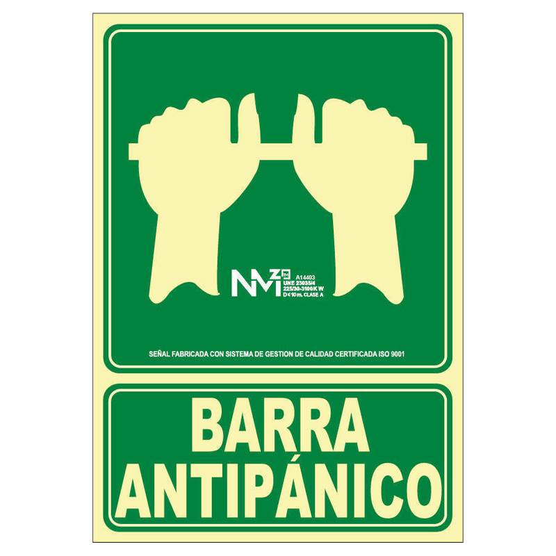 Señal fotoluminiscente BARRA ANTIPANICO