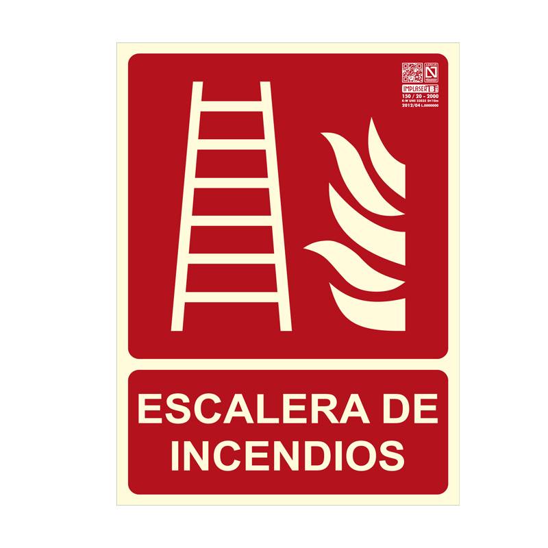 Placa fotoluminescente de ESCADA DE INCÊNDIO. 
