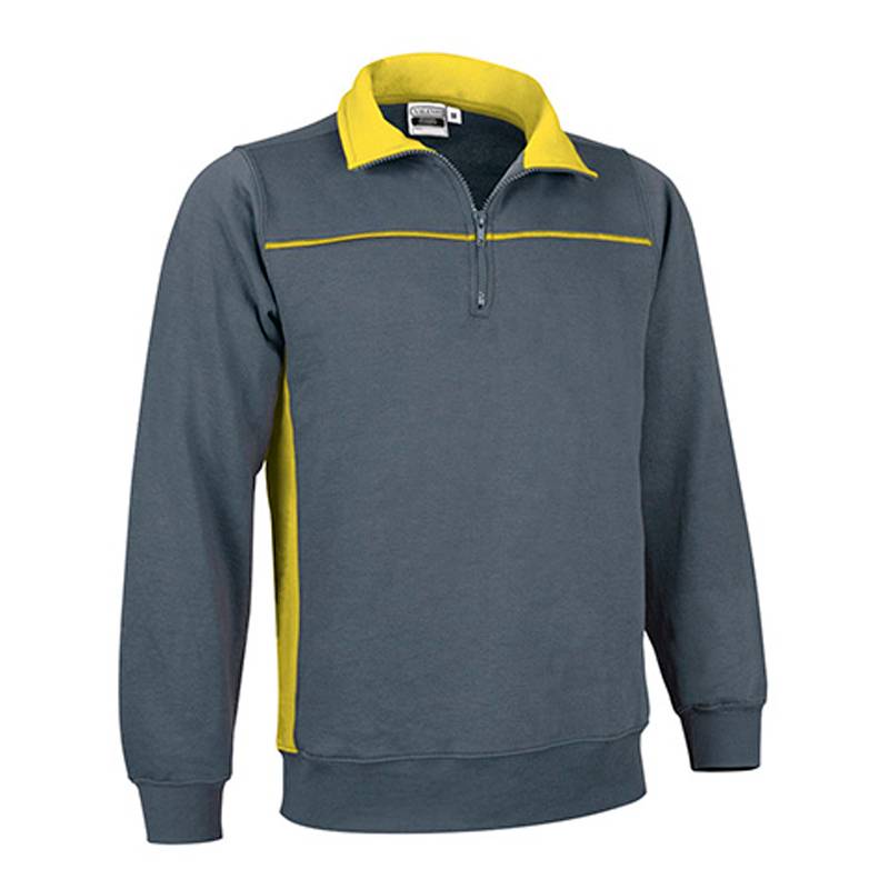 Sweatshirt combinada com gola alta e meio fecho