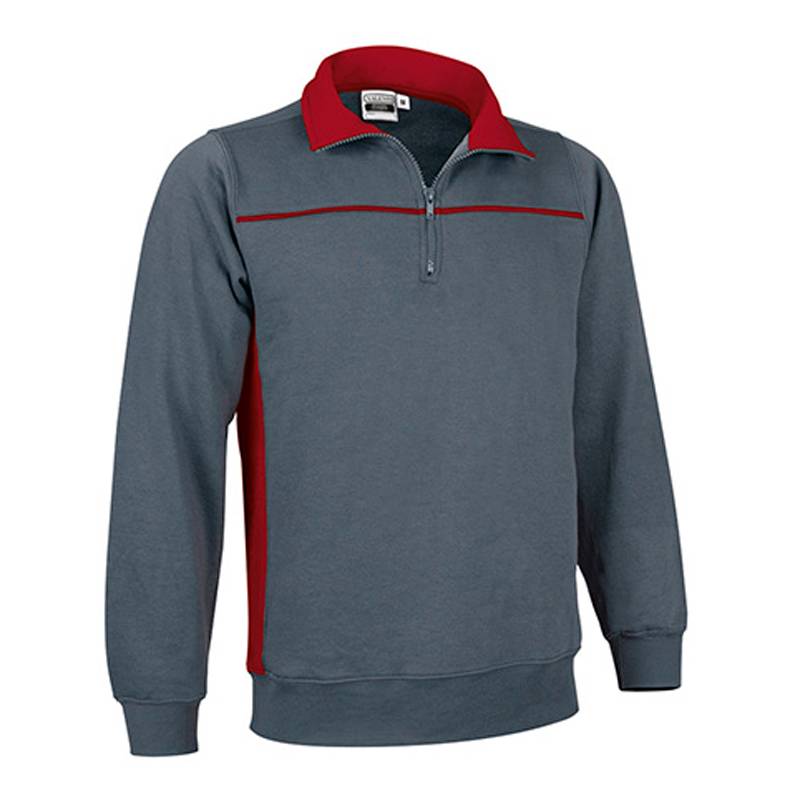 Sweatshirt combinada com gola alta e meio fecho