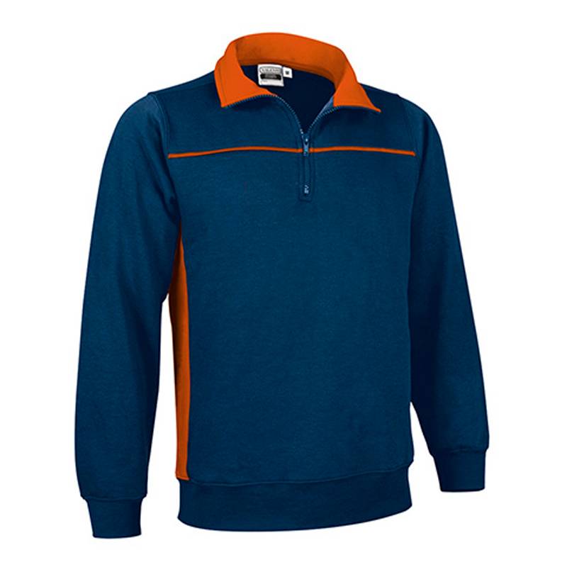 Sweatshirt combinada com gola alta e meio fecho