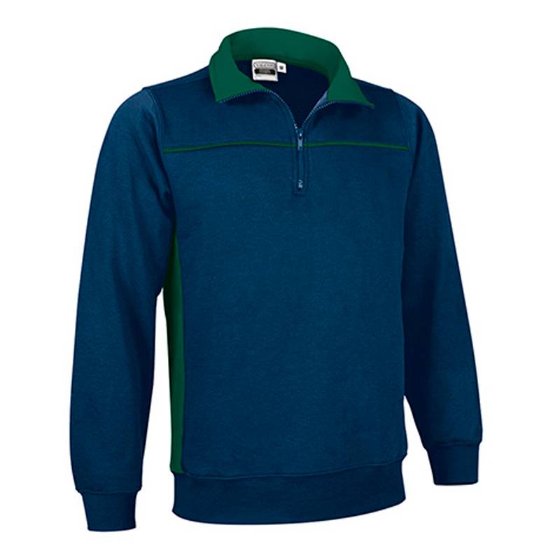 Sweatshirt combinada com gola alta e meio fecho