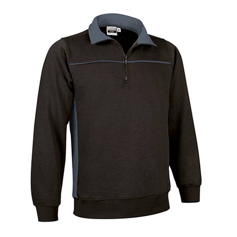 Sweatshirt combinada com gola alta e meio fecho