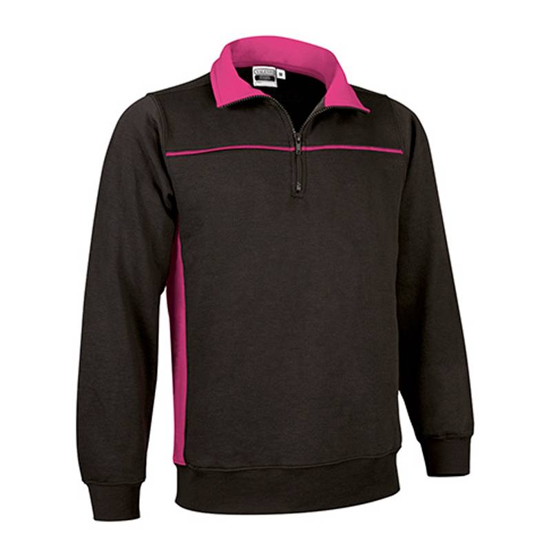 Sweatshirt combinada com gola alta e meio fecho