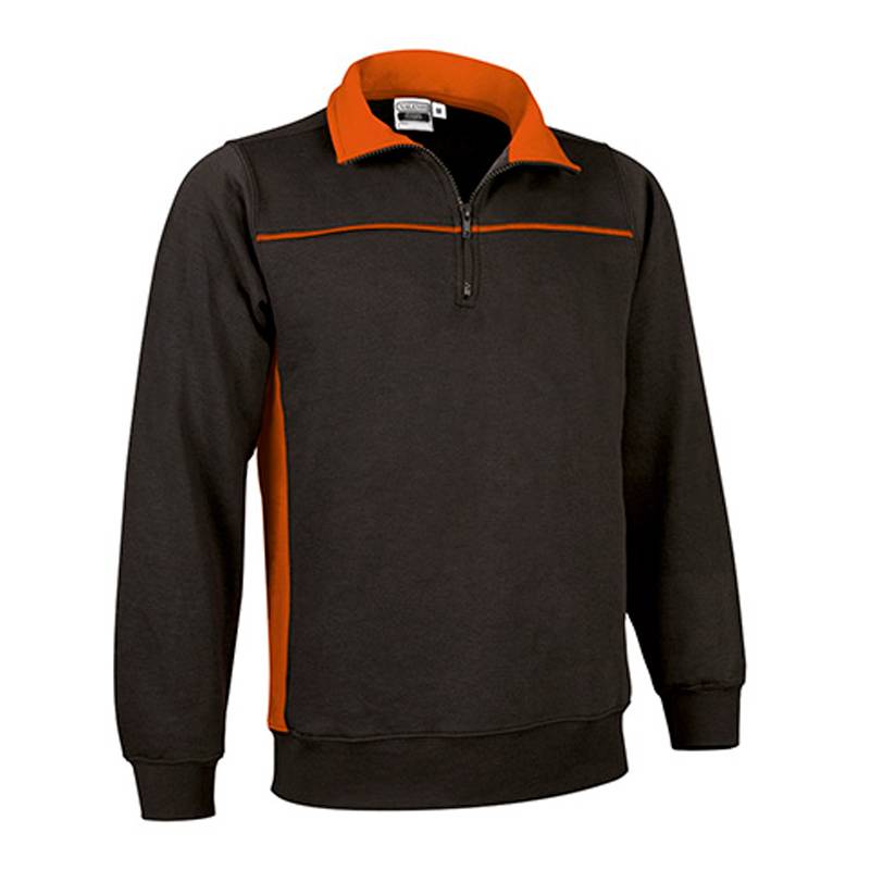 Sweatshirt combinada com gola alta e meio fecho