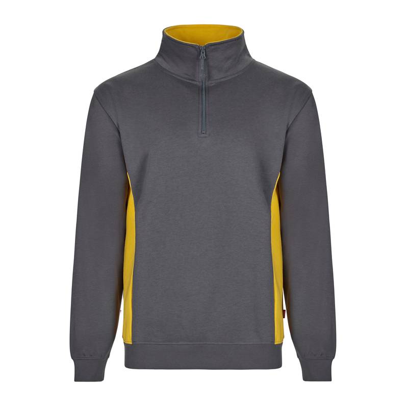 Sudadera bicolor con cuello y media cremallera